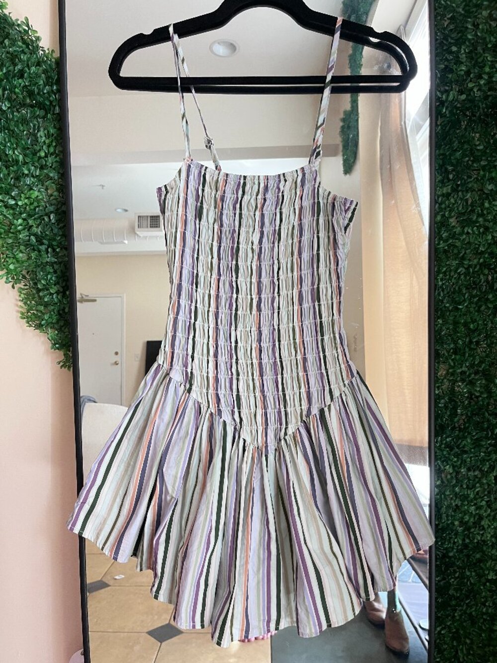 Striped Smocked Fit & Flare Dress